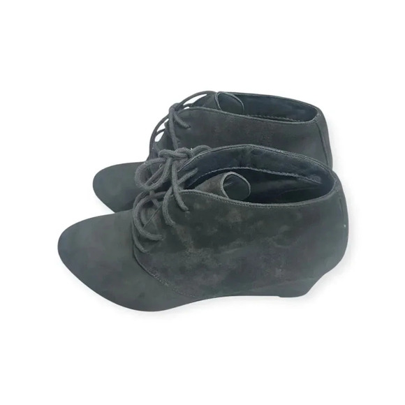 Vionic Becca gray suede wedge tie booties size 7 - Picture 1 of 10